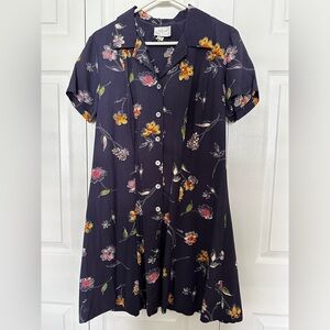 Vintage Vision Apparel Shirt Dress Floral Print Mother of Pearl Buttons SZ 12